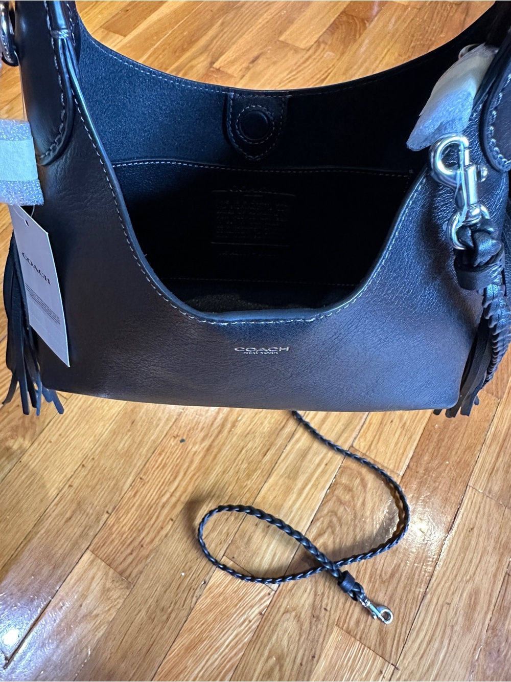 Coach Black Brooklyn 23 Shoulder Bag with Fringe Tassels Brand New w/Tags - Picture 13 of 16
